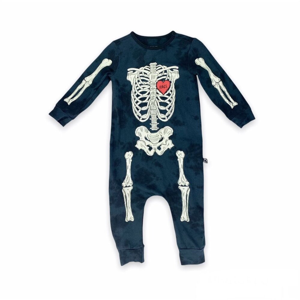 Rags Tie Dye Full Body Glow Skelly Romper